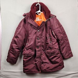Vintage Arctic Snorkel Parka M 924 GR fur lined hood Maroon Orange Size 38